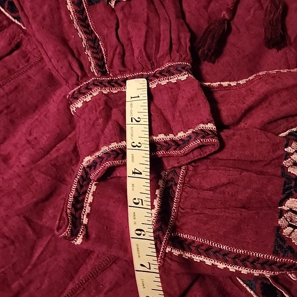Free People Bohemian Burgundy Embroidered Dress